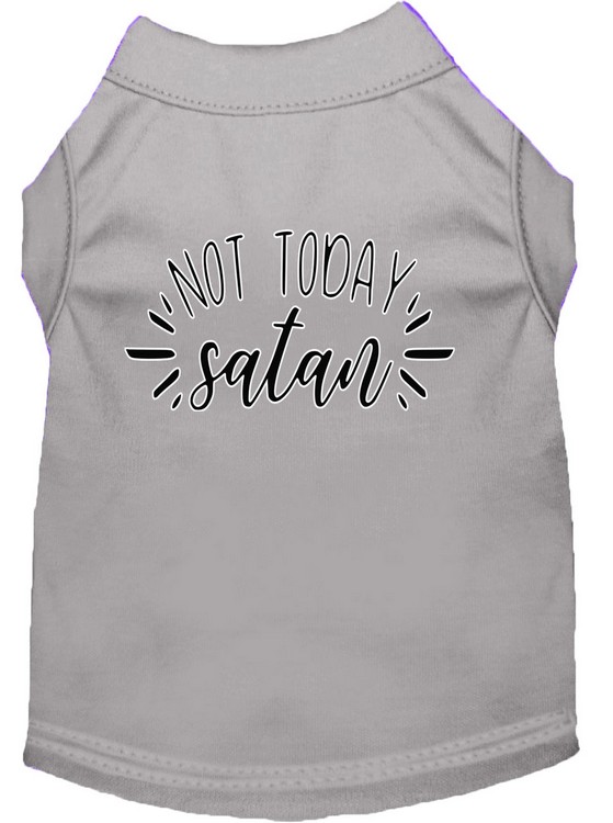 Not Today Satan Screen Print Dog Shirt Grey Sm